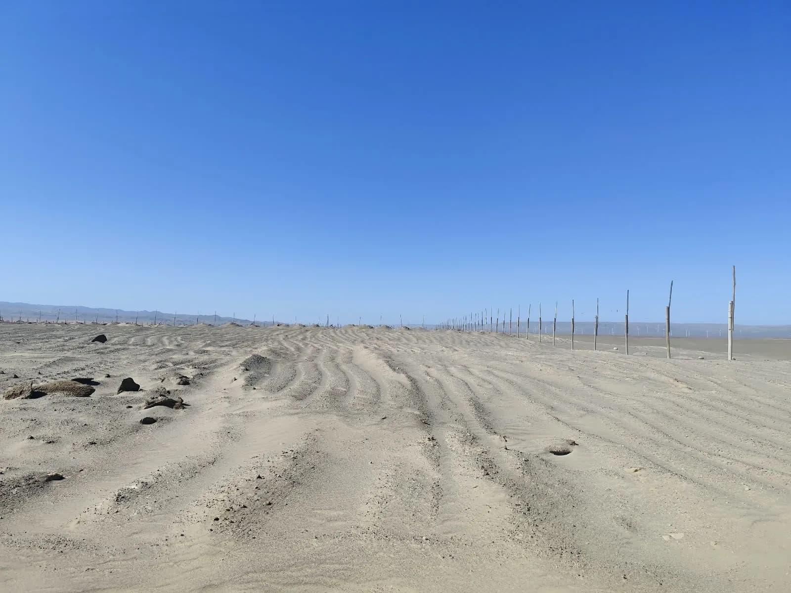 Reconocimiento de campo: cerco y terreno arenoso
